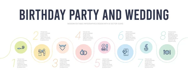 Plantilla de diseño infográfico de fiesta de cumpleaños y concepto de boda . — Vector de stock