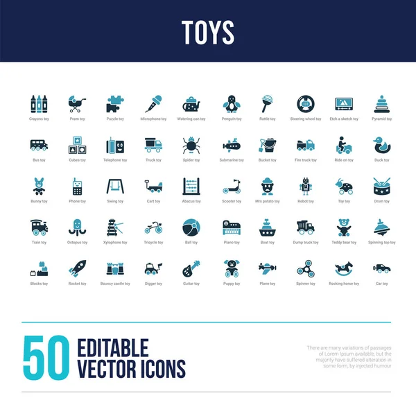 50 ikon wypełnionych zabawkami — Wektor stockowy
