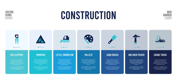 Diseño de banner web con elementos conceptuales de construcción . — Vector de stock