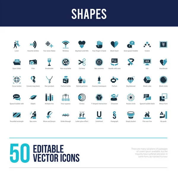 50 kształtów wypełnionych ikonami — Wektor stockowy