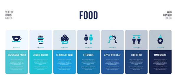 Diseño de banner web con elementos de concepto de alimentos . — Archivo Imágenes Vectoriales