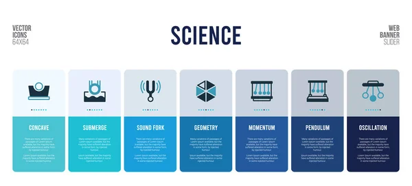 Design de banner web com elementos de conceito de ciência . —  Vetores de Stock