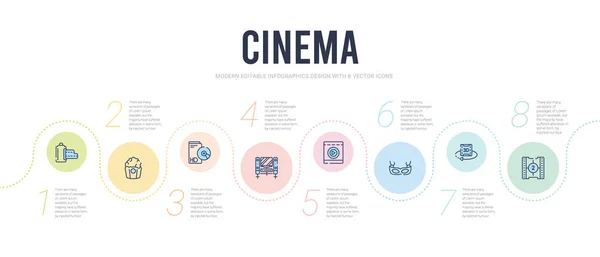 Conceito de cinema modelo de design infográfico. bobina de filme incluído c — Vetor de Stock