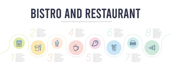 Bistro e restaurante conceito infográfico modelo de design. inclu — Vetor de Stock