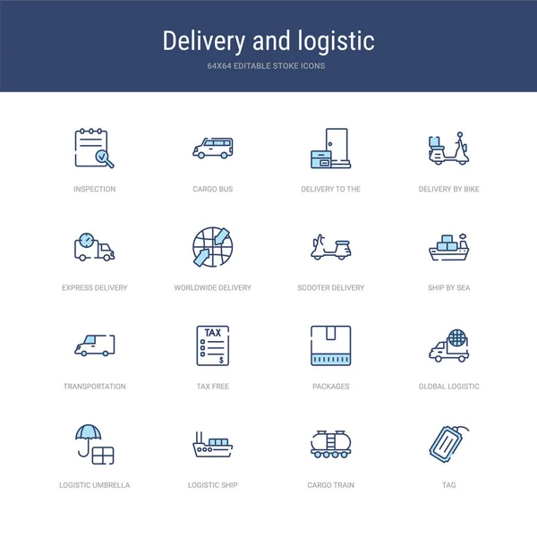 Ensemble de 16 icônes vectorielles de course telles que l'étiquette, train de marchandises, logistique — Image vectorielle