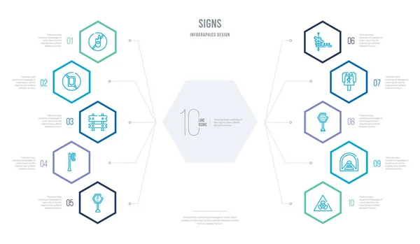 Знаки концепции бизнес-инфографический дизайн с 10 шестиугольник вариант — стоковый вектор