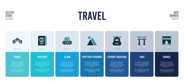 Diseño de banner web con elementos de concepto de viaje . — Vector de stock