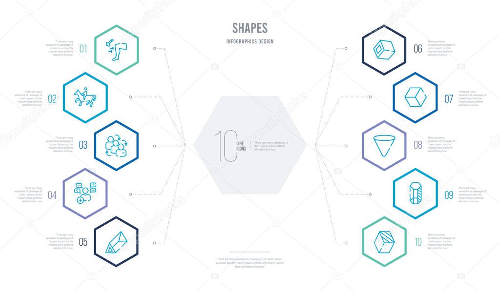 shapes concept business infographic design with 10 hexagon optio