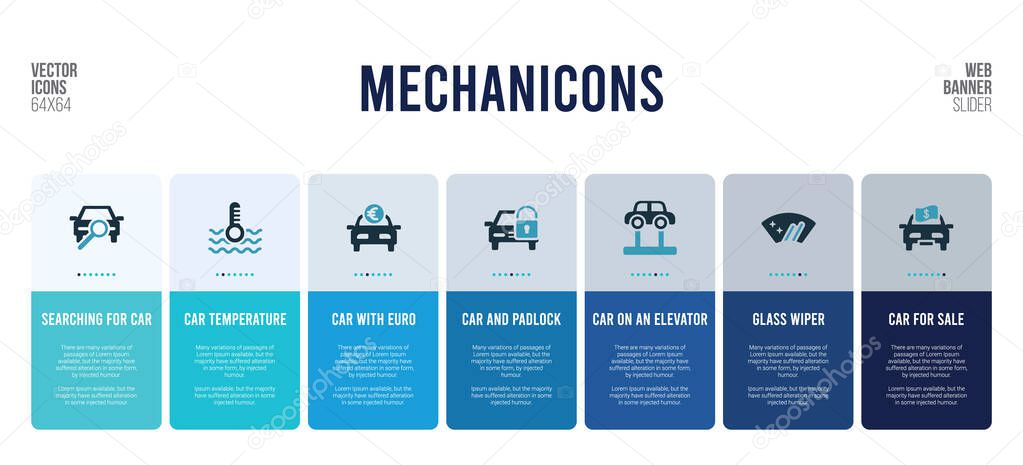 web banner design with mechanicons concept elements.