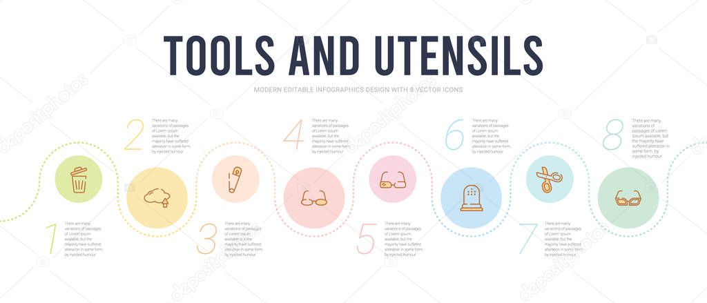 tools and utensils concept infographic design template. included