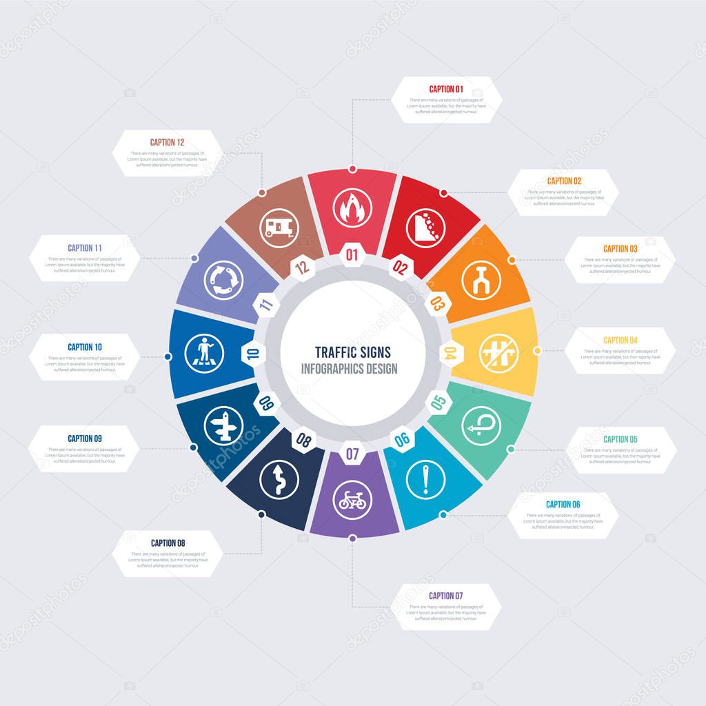 round 12 options traffic signs infographic template design. cara