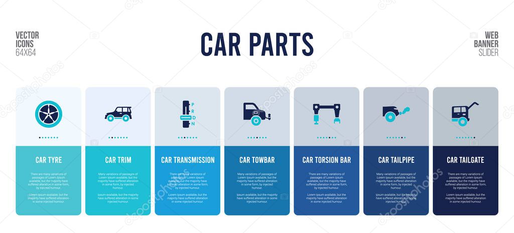 web banner design with car parts concept elements.