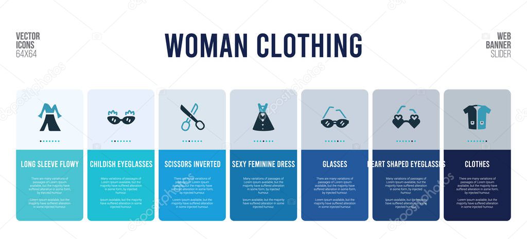 web banner design with woman clothing concept elements.