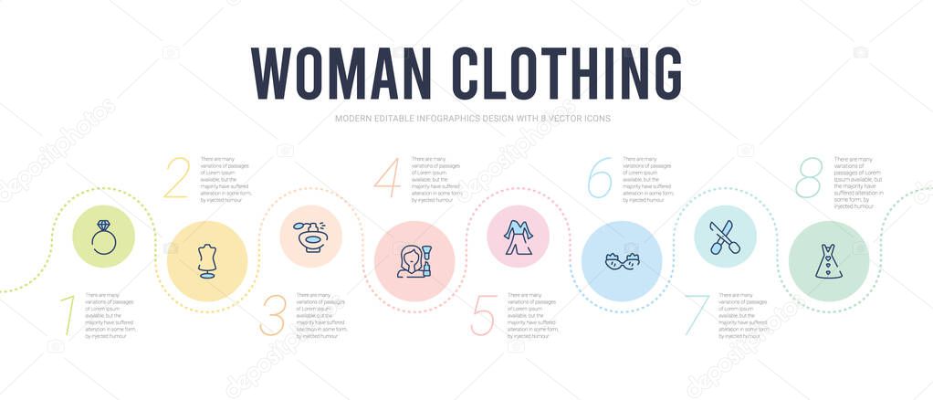 woman clothing concept infographic design template. included sex