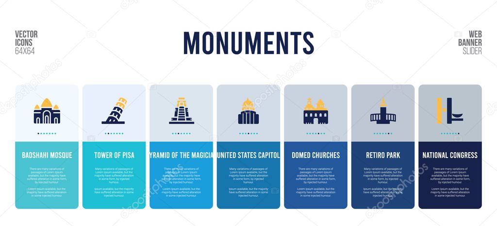 web banner design with monuments concept elements.