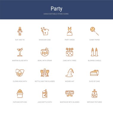 Doğum günü resimleri, bıyık gibi 16 vektör vuruşu simgesi