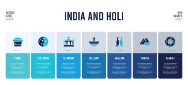 Hindistan ve Holi konsept elementleriyle web pankartı tasarımı.