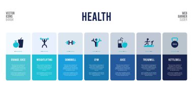 Sağlık kavramı elementleri içeren web pankartı tasarımı.