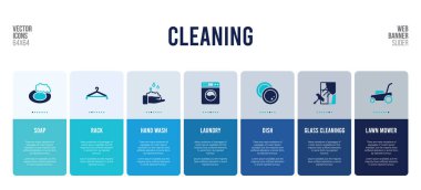 Temizlik konsepti öğeleri içeren web pankartı tasarımı.