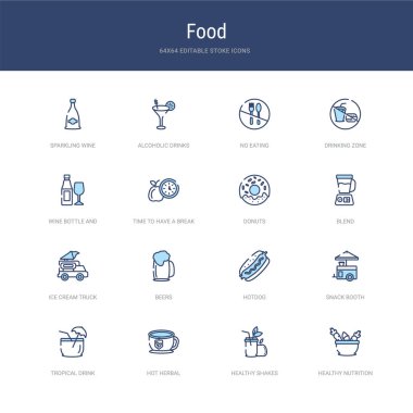 Sağlıklı beslenme, sağlıklı beslenme gibi 16 vektör vuruşu simgesi