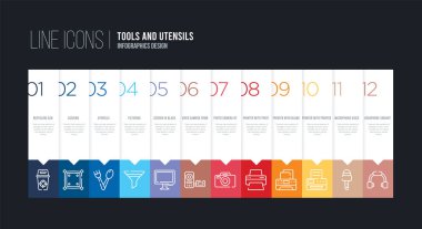 12 seçenekli bilgi tasarımı. vi gibi vuruş çizgisi simgeleri