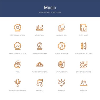 Hayalet, ahenk ve şarkı gibi 16 vektör vuruşu simgesi