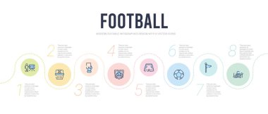 Futbol konsepti bilgi tasarım şablonu. oyuncu su dahil