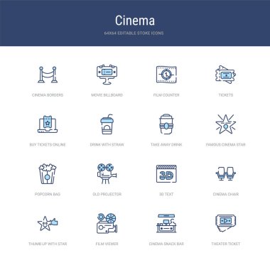 Tiyatro bileti, sinema sna gibi 16 vektör vuruşu simgesi