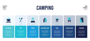 Kamp konsepti öğeleri içeren web pankartı tasarımı.