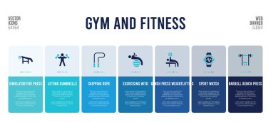 Spor salonu ve spor konsepti öğeleriyle web pankartı tasarımı.