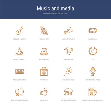 Müzik çalar kulaklık gibi 16 vektör vuruşu simgesi, d