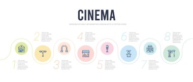 Sinema konsepti bilgi tasarım şablonu. Film şeridi, 