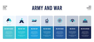 Ordu ve savaş konsepti unsurlarıyla web pankartı tasarımı.