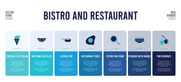 Diseño de banner web con elementos de concepto de restaurante y bistró . — Vector de stock