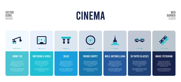 Webbanner-Design mit Kino-Konzeptelementen. — Stockvektor