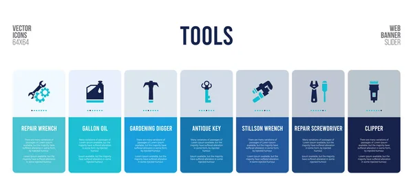 Conception de bannière web avec des éléments de concept d'outils . — Image vectorielle