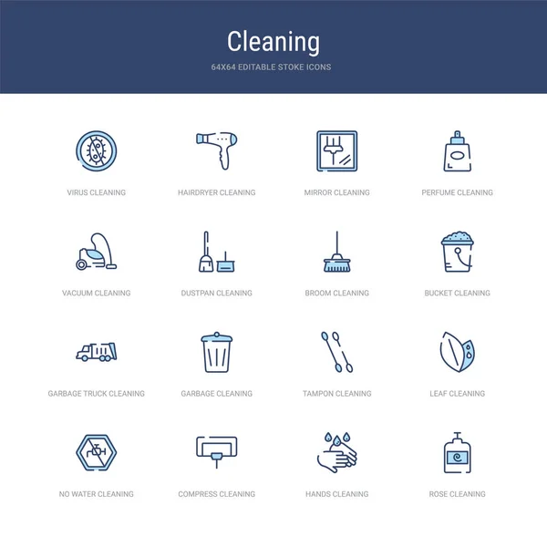 Ensemble de 16 icônes vectorielles de course telles que le nettoyage de rose, les mains propres — Image vectorielle
