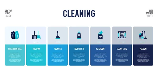 Diseño de banner web con elementos de concepto de limpieza . — Vector de stock
