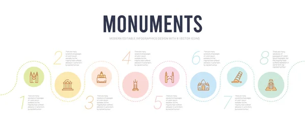 Monuments concept infographie modèle de conception. pyramide incluse — Image vectorielle
