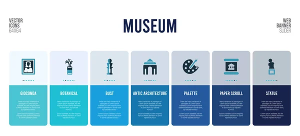 Webbanner-Design mit Museumskonzept-Elementen. — Stockvektor