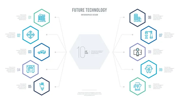 Концепция будущих технологий бизнес-инфографический дизайн с 10 он — стоковый вектор