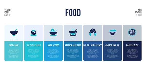 Diseño de banner web con elementos de concepto de alimentos . — Vector de stock