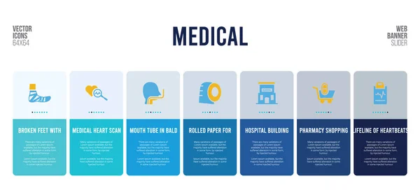 Diseño de banner web con elementos conceptuales médicos . — Vector de stock