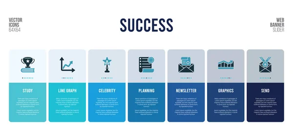 Design de banner web com elementos de conceito de sucesso . — Vetor de Stock