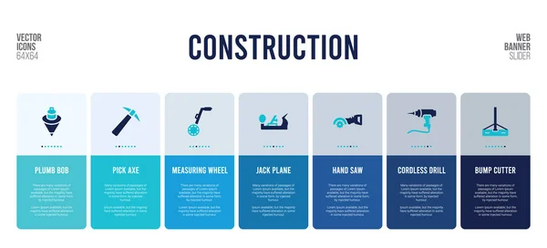 Diseño de banner web con elementos conceptuales de construcción . — Vector de stock