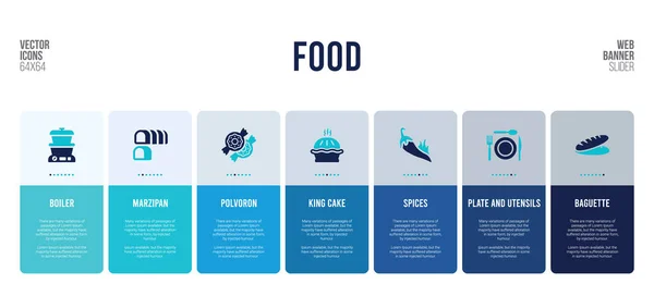 Projektowanie banerów internetowych z elementami koncepcji żywności. — Wektor stockowy