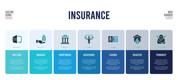 Diseño de banner web con elementos de concepto de seguro . — Vector de stock