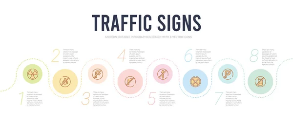 Verkehrsschilder Konzept Infografik Design-Vorlage. enthalten keine m — Stockvektor
