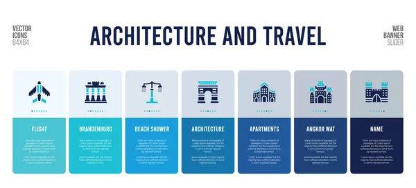 Projektowanie banerów internetowych z elementami architektury i koncepcji podróży. — Wektor stockowy