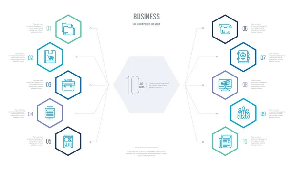 Concepto de negocio diseño infográfico de negocios con 10 hexágonos opt — Vector de stock